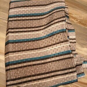 New Chiffon Fabric By The Yard Gray Teal Black Stripe Very Pretty! No stretch